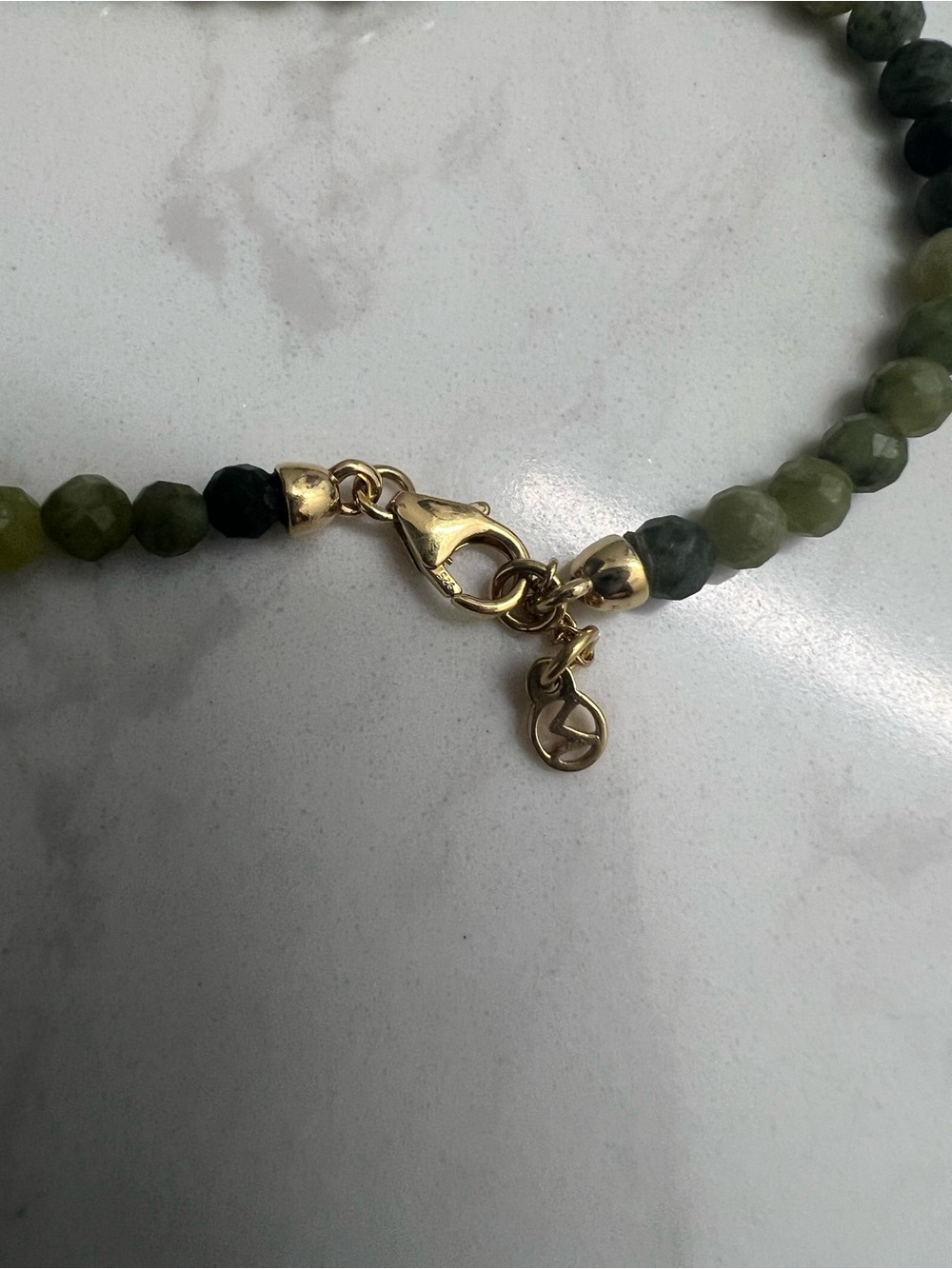 Genuine Jade Bead bracelet with 18K Gold Vermeil clasp - Picture 3 of 5